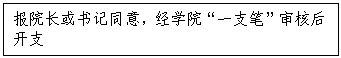 文本框:报经理或书记同意，经公司“一支笔”审核后开支